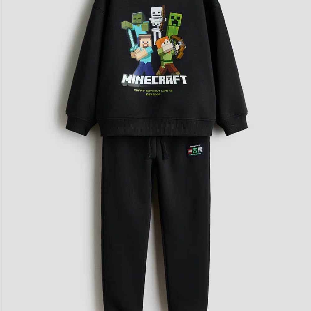 H&M Black Minecraft Kids Matching Set